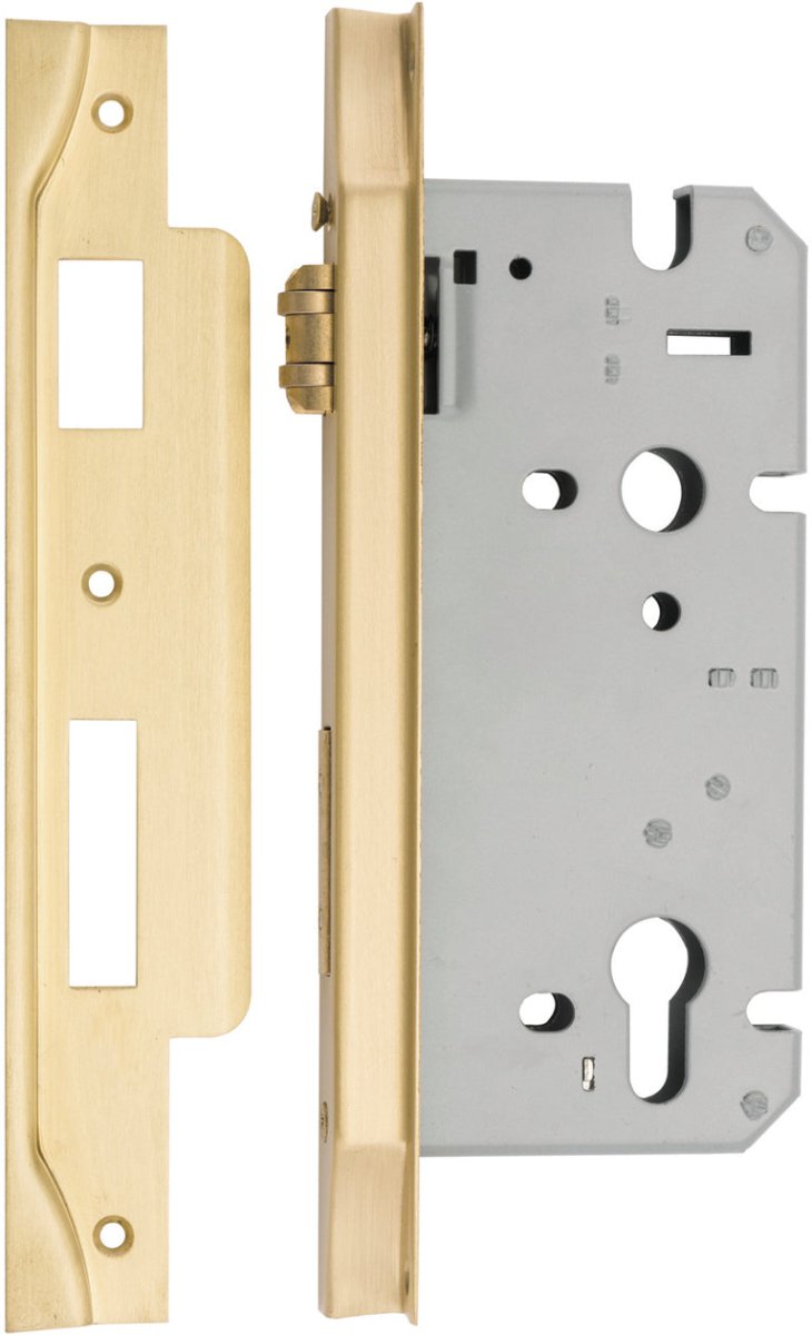 Euro Roller Mortice Locks - Rebated - Ella Grace - Iver - Brushed Gold PVD - External Locks