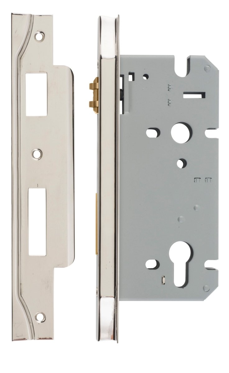 Euro Roller Mortice Locks - Rebated - Ella Grace - Iver - Polished Nickel - External Locks