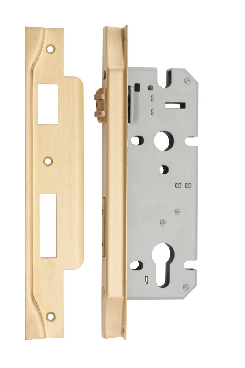 Euro Roller Mortice Locks - Rebated - Ella Grace - Iver - Brushed Brass - External Locks