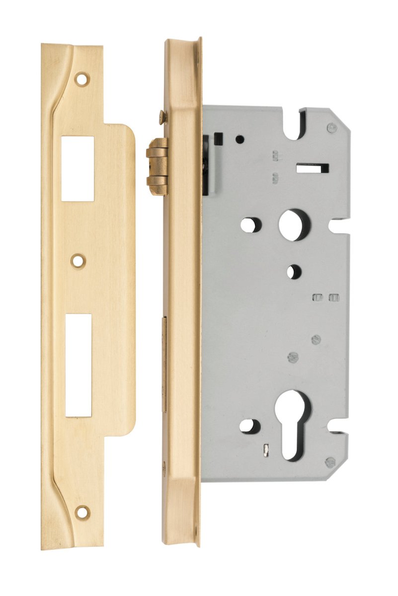 Euro Roller Mortice Locks - Rebated - Ella Grace - Iver - Brushed Brass - External Locks