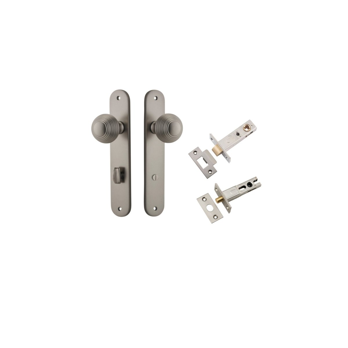 Guildford Knob - Oval Backplate - Ella Grace - Iver - Satin Nickel - Door Knobs