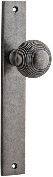 Guildford Knob - Rectangular Backplate - Ella Grace - Iver - Distressed Nickel - Door Knobs