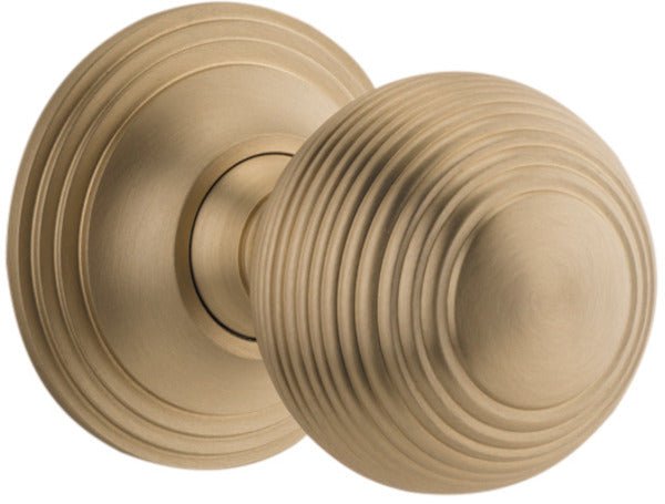 Guildford Knob - Round Rose - Ella Grace - Iver - Brushed Brass - Door Knobs