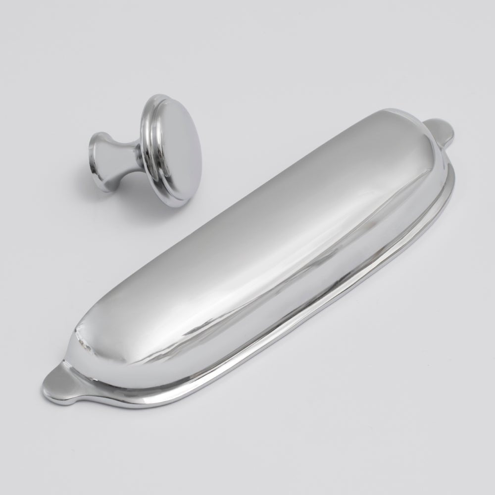Halifax Knob in polished chrome fitted to cabinetry