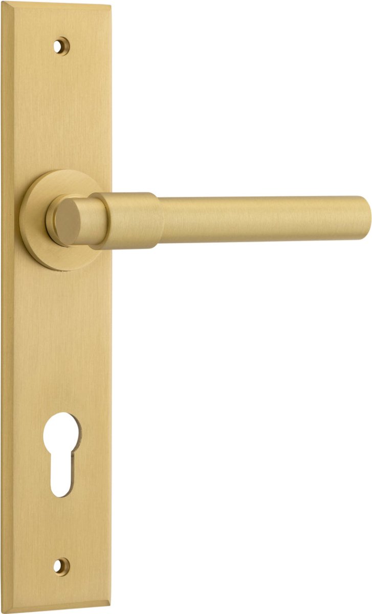 Helsinki Lever - Chamfered Backplate - Ella Grace - Iver - Brushed Gold PVD - Door Levers