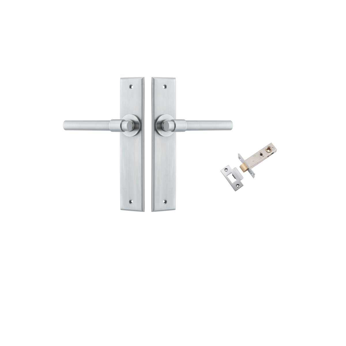 Helsinki Lever - Chamfered Backplate - Ella Grace - Iver - Brushed Chrome - Door Levers