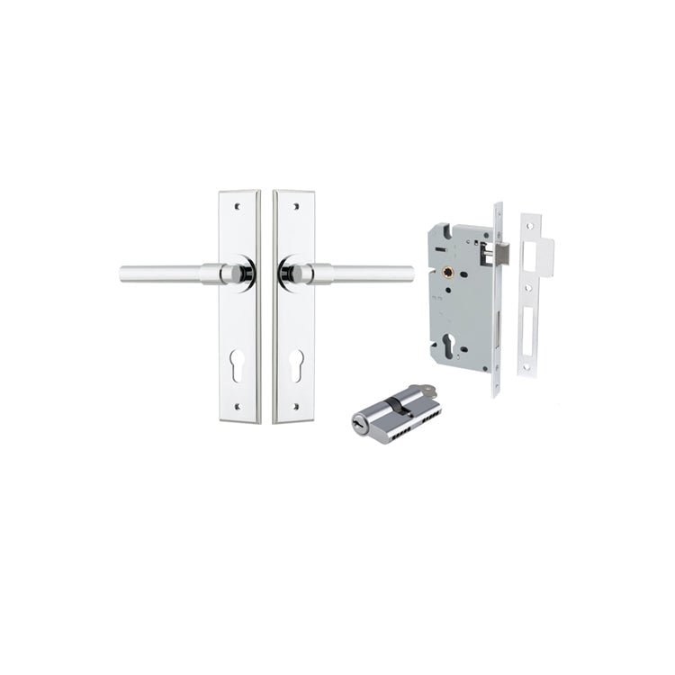 Helsinki Lever - Chamfered Backplate - Ella Grace - Iver - Polished Chrome - Door Levers