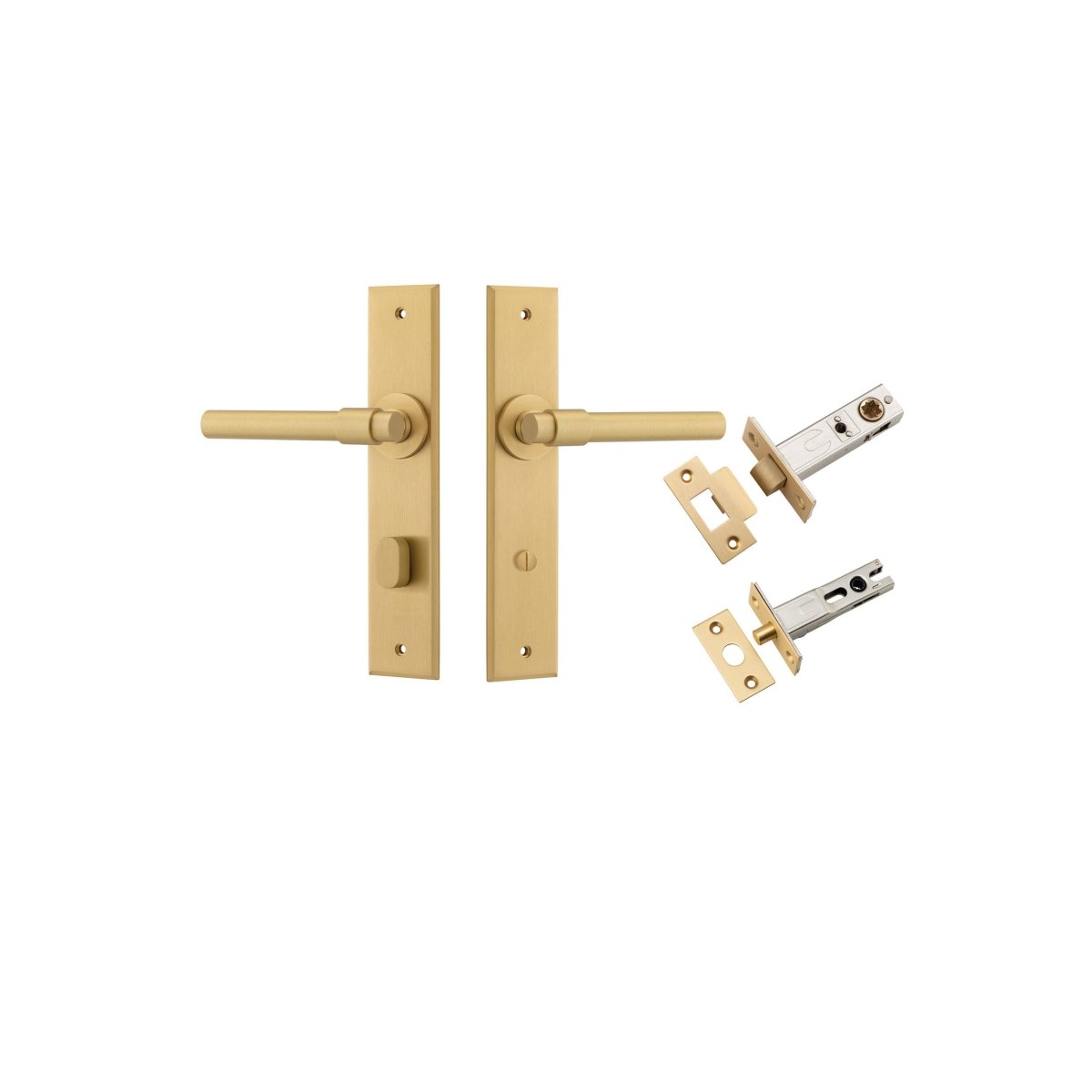 Helsinki Lever - Chamfered Backplate - Ella Grace - Iver - Brushed Brass - Door Levers