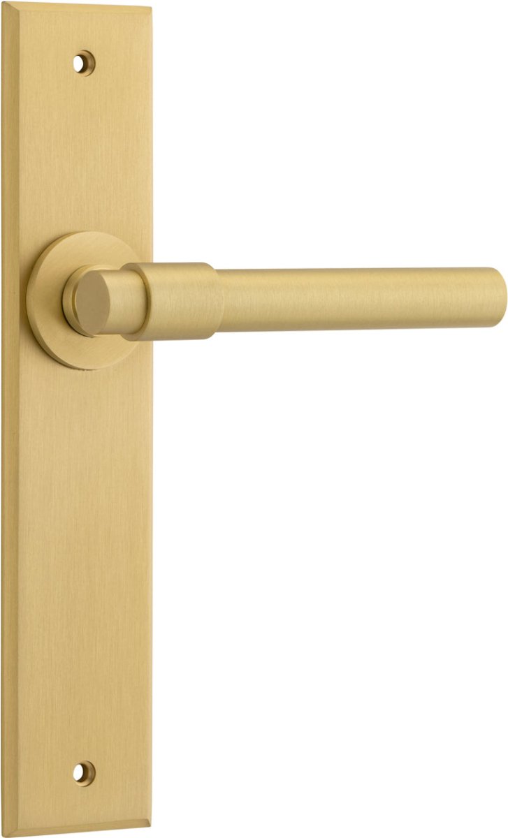 Helsinki Lever - Chamfered Backplate - Ella Grace - Iver - Brushed Gold PVD - Door Levers