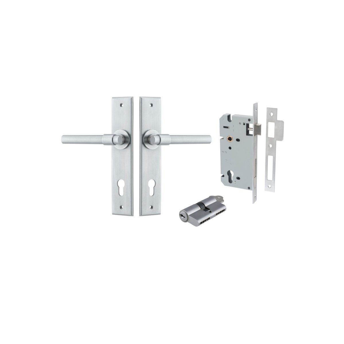 Helsinki Lever - Chamfered Backplate - Ella Grace - Iver - Brushed Chrome - Door Levers