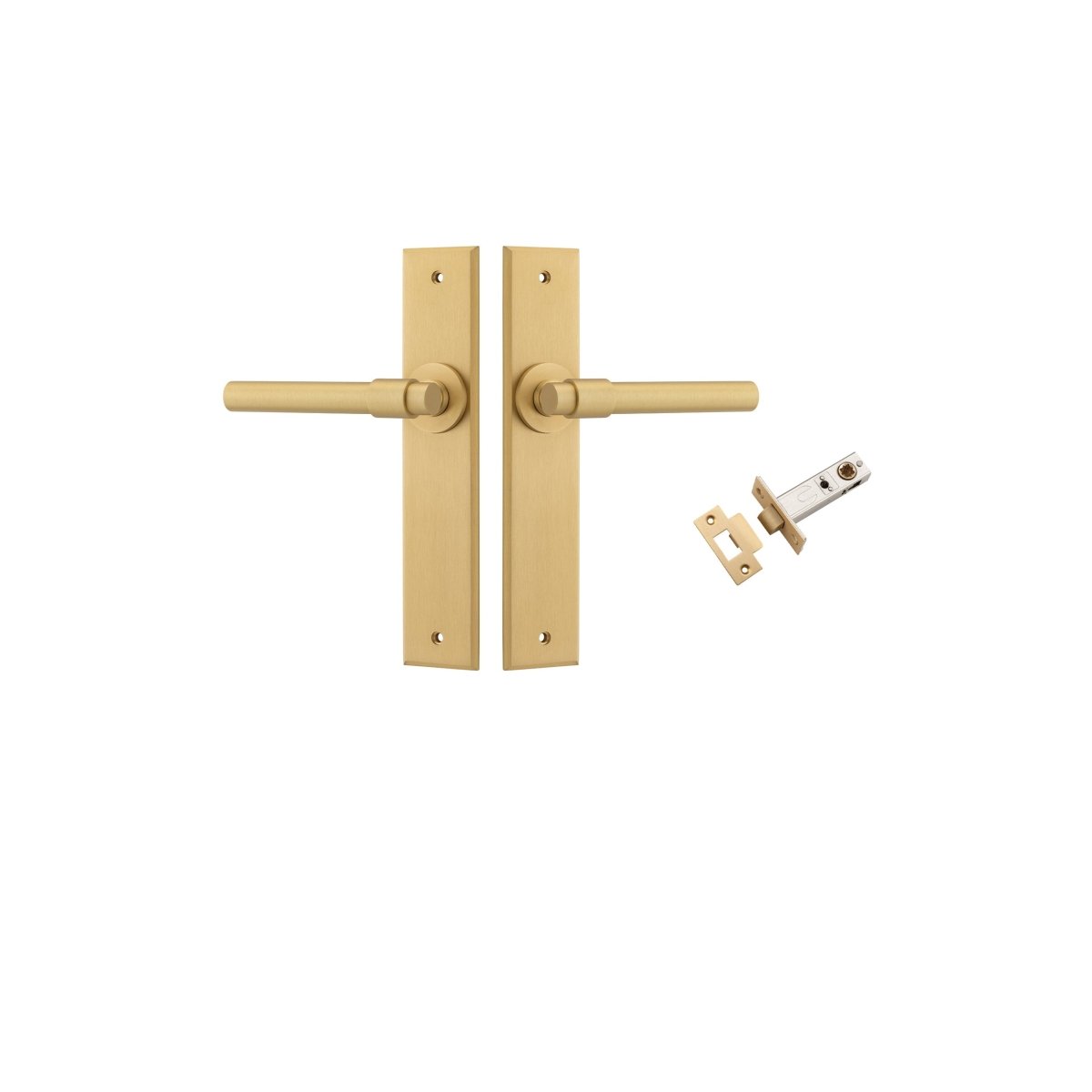 Helsinki Lever - Chamfered Backplate - Ella Grace - Iver - Brushed Brass - Door Levers