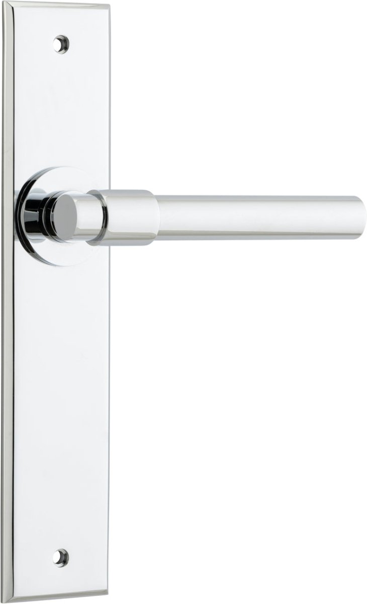 Helsinki Lever - Chamfered Backplate - Ella Grace - Iver - Polished Chrome - Door Levers