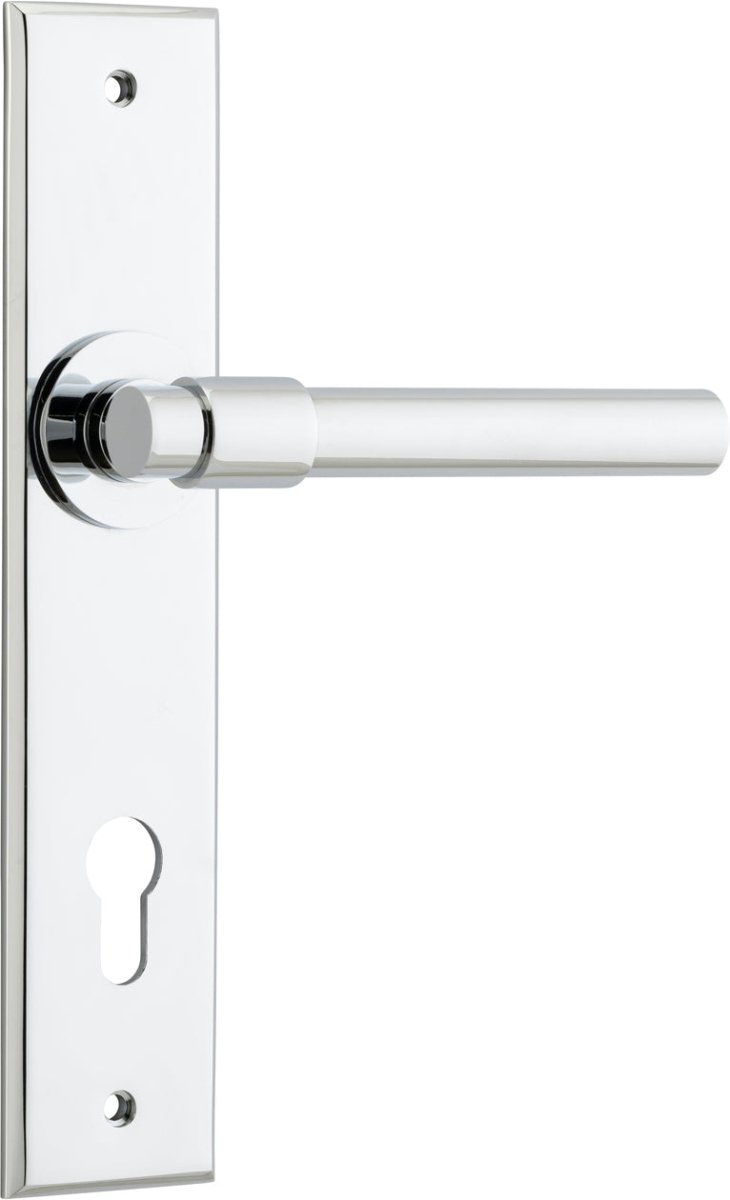 Helsinki Lever - Chamfered Backplate - Ella Grace - Iver - Polished Chrome - Door Levers