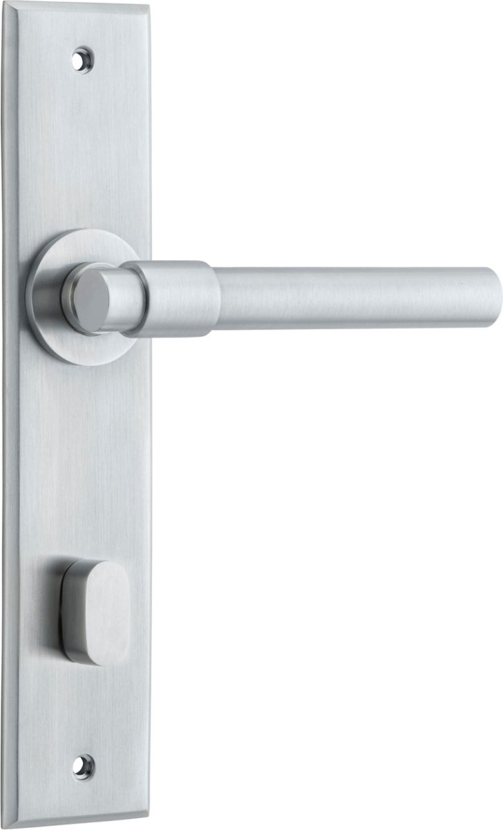 Helsinki Lever - Chamfered Backplate - Ella Grace - Iver - Brushed Chrome - Door Levers