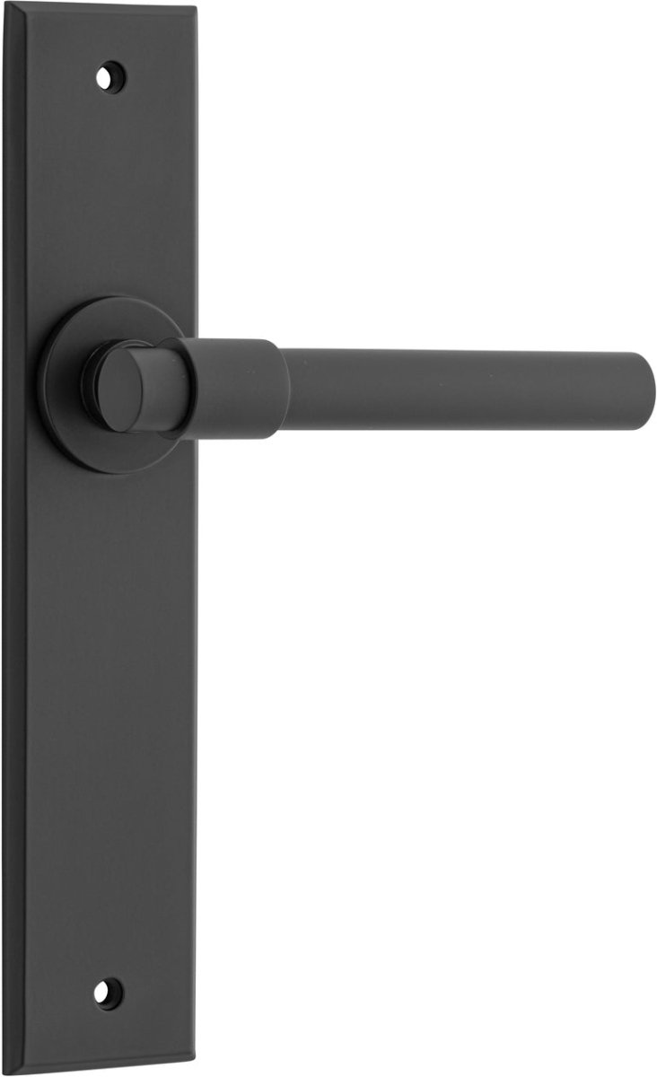 Helsinki Lever - Chamfered Backplate - Ella Grace - Iver - Matt Black - Door Levers