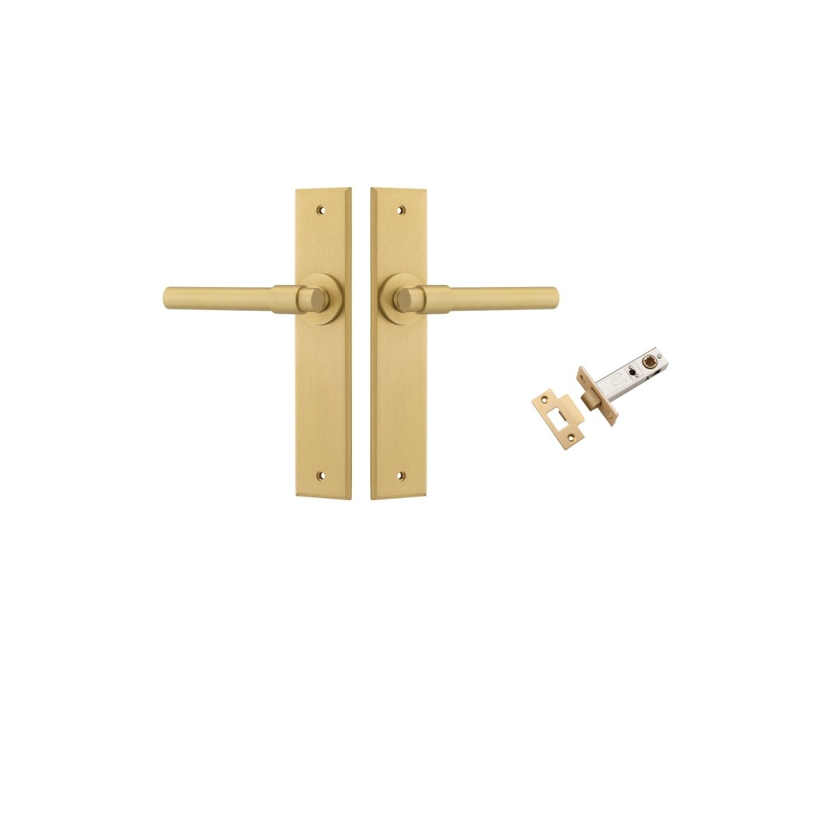 Helsinki Lever - Chamfered Backplate - Ella Grace - Iver - Brushed Gold PVD - Door Levers