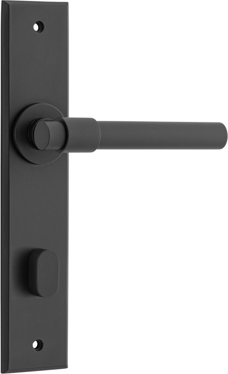 Helsinki Lever - Chamfered Backplate - Ella Grace - Iver - Matt Black - Door Levers