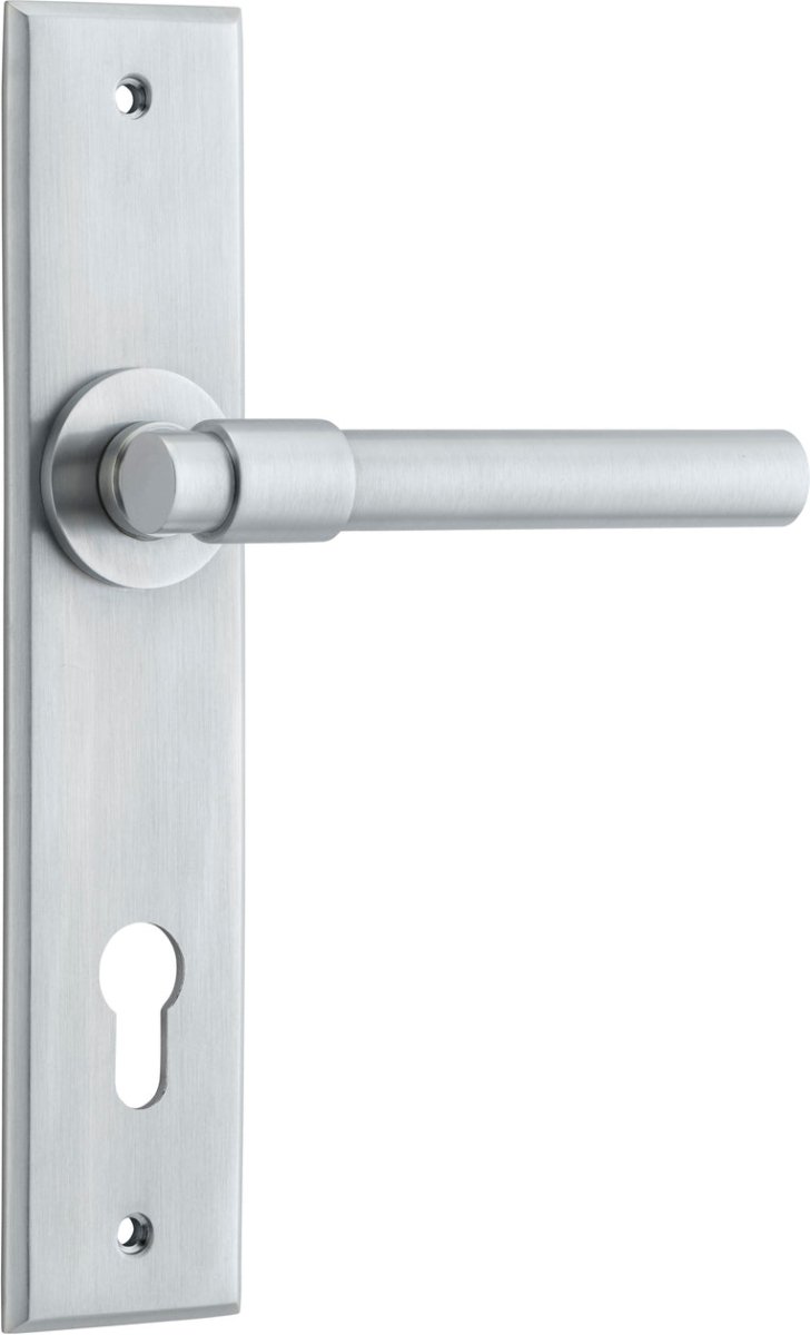 Helsinki Lever - Chamfered Backplate - Ella Grace - Iver - Brushed Chrome - Door Levers