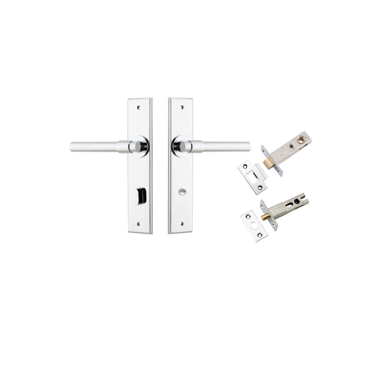 Helsinki Lever - Chamfered Backplate - Ella Grace - Iver - Polished Chrome - Door Levers