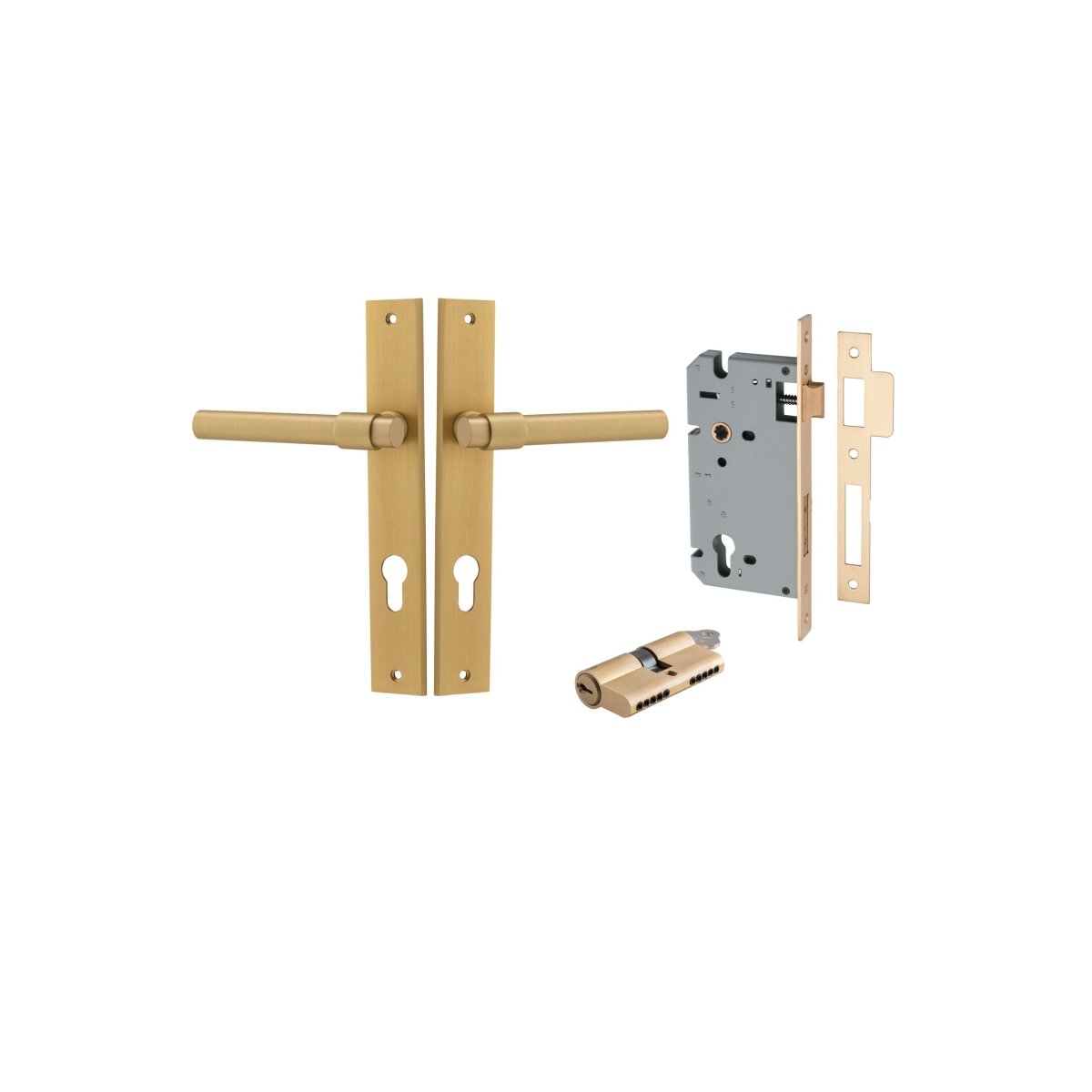 Helsinki Lever - Rectangular Backplate - Ella Grace - Iver - Brushed Brass - Door Levers