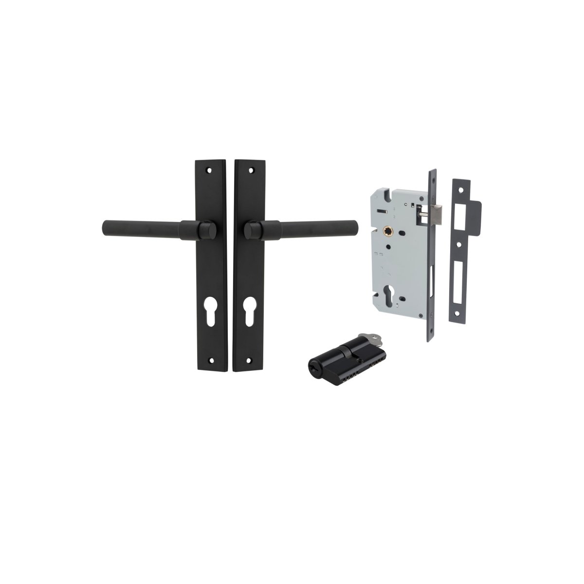 Helsinki Lever - Rectangular Backplate - Ella Grace - Iver - Matt Black - Door Levers