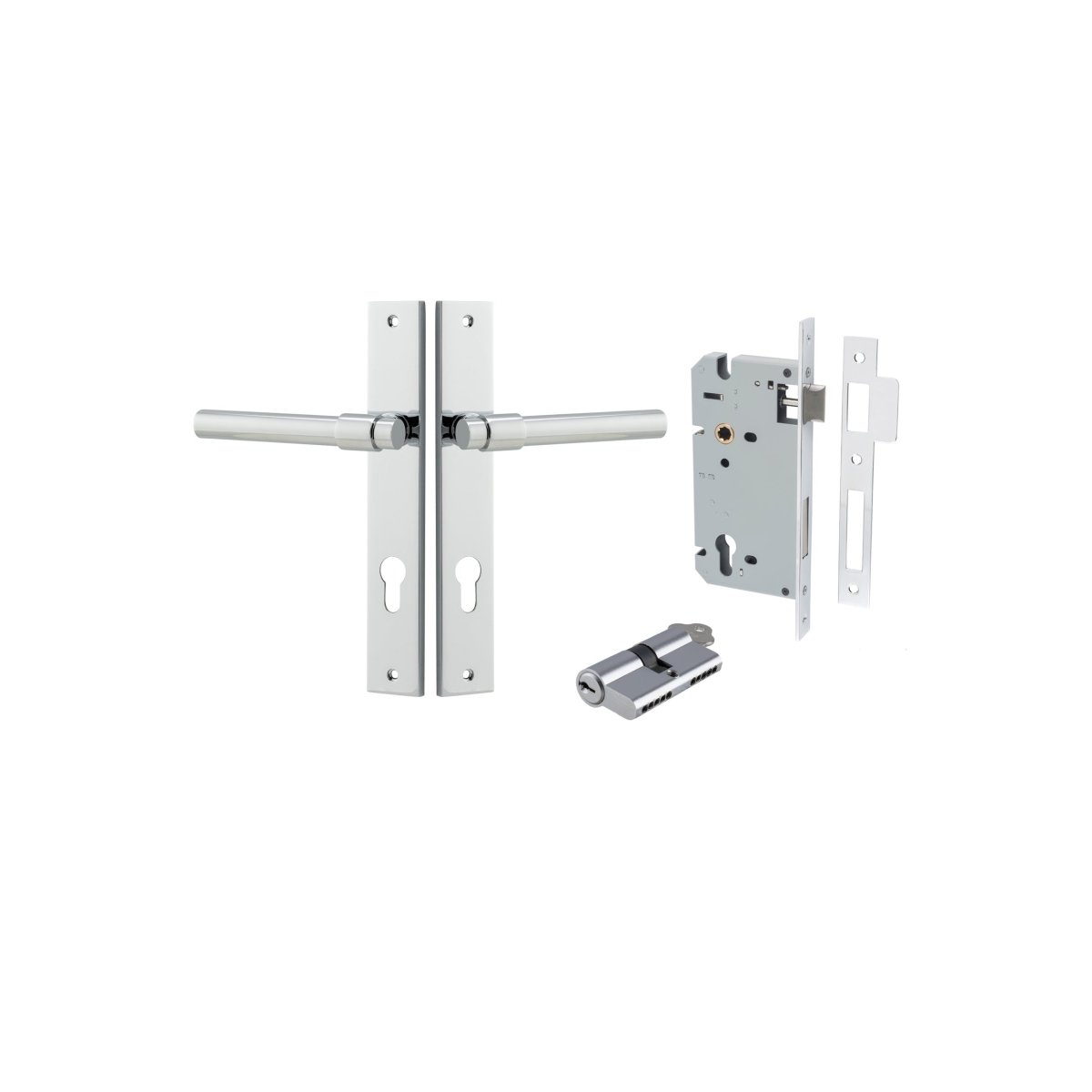 Helsinki Lever - Rectangular Backplate - Ella Grace - Iver - Polished Chrome - Door Levers