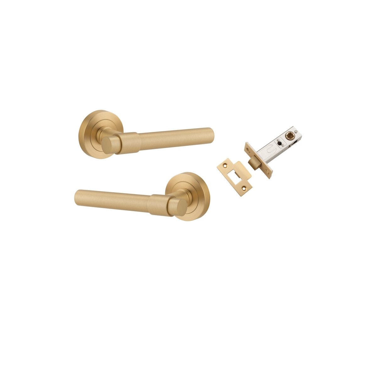 Helsinki Lever - Round Rose - Ella Grace - Iver - Brushed Brass - Door Levers