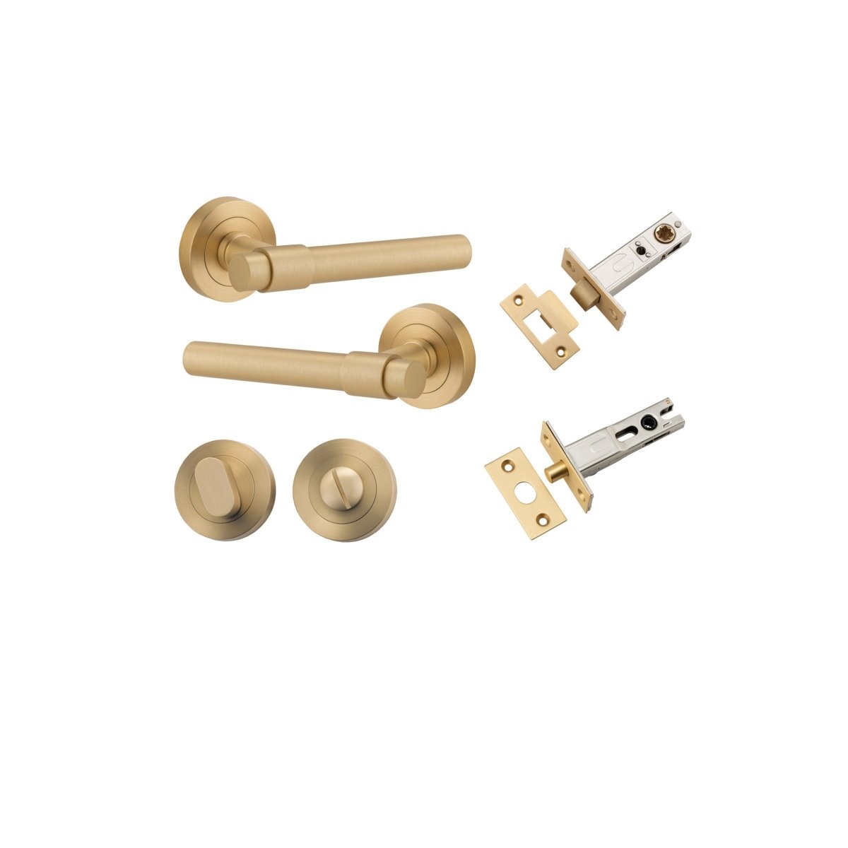 Helsinki Lever - Round Rose - Ella Grace - Iver - Brushed Brass - Door Levers