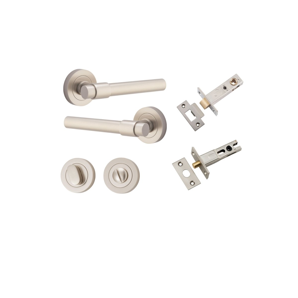 Helsinki Lever - Round Rose - Ella Grace - Iver - Satin Nickel - Door Levers