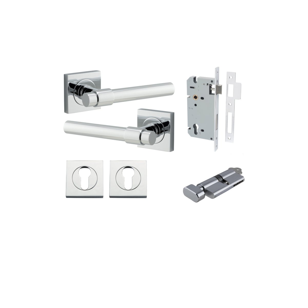 Helsinki Lever - Square Rose - Ella Grace - Iver - Polished Chrome - Door Levers