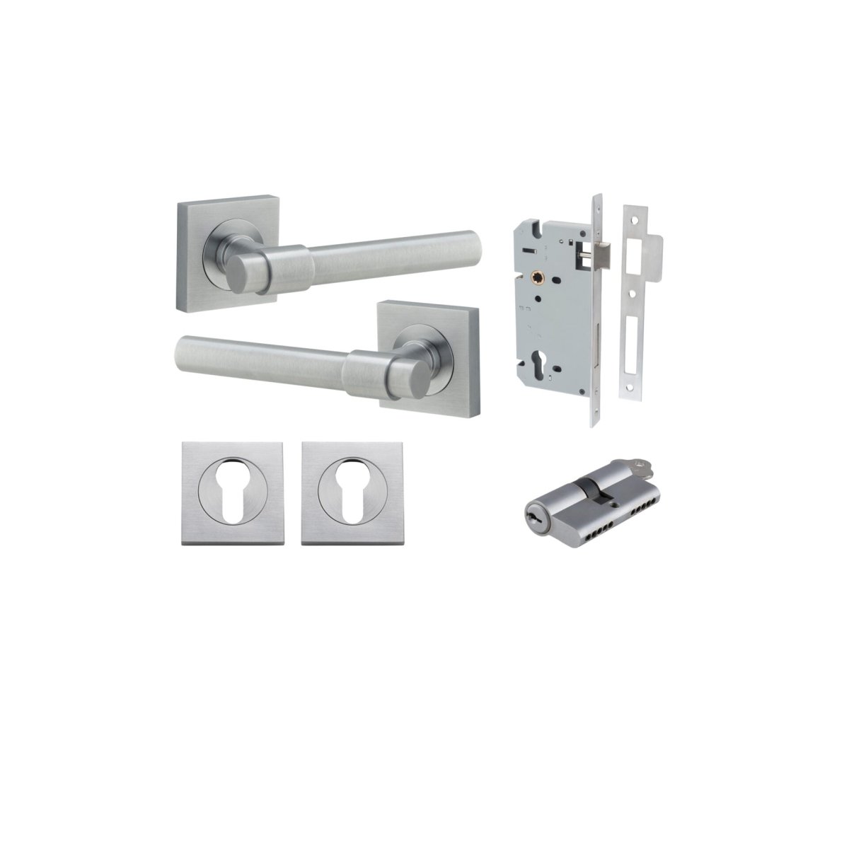 Helsinki Lever - Square Rose - Ella Grace - Iver - Brushed Chrome - Door Levers