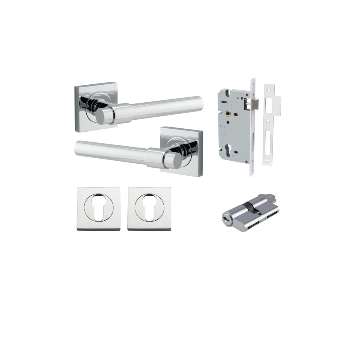 Helsinki Lever - Square Rose - Ella Grace - Iver - Polished Chrome - Door Levers