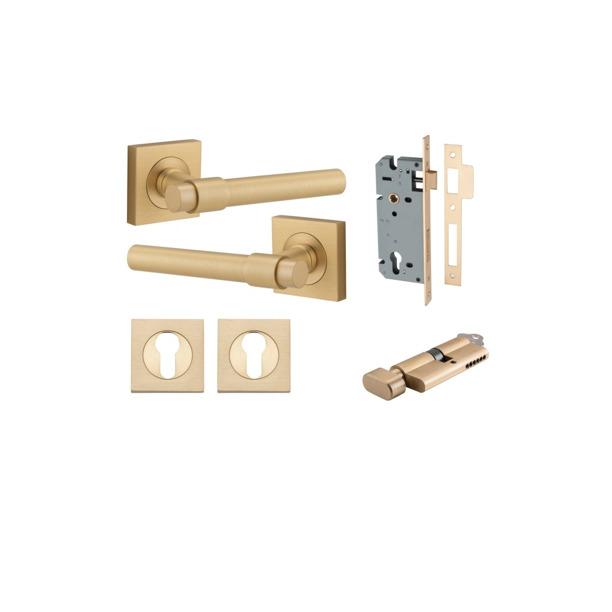 Helsinki Lever - Square Rose - Ella Grace - Iver - Brushed Brass - Door Levers