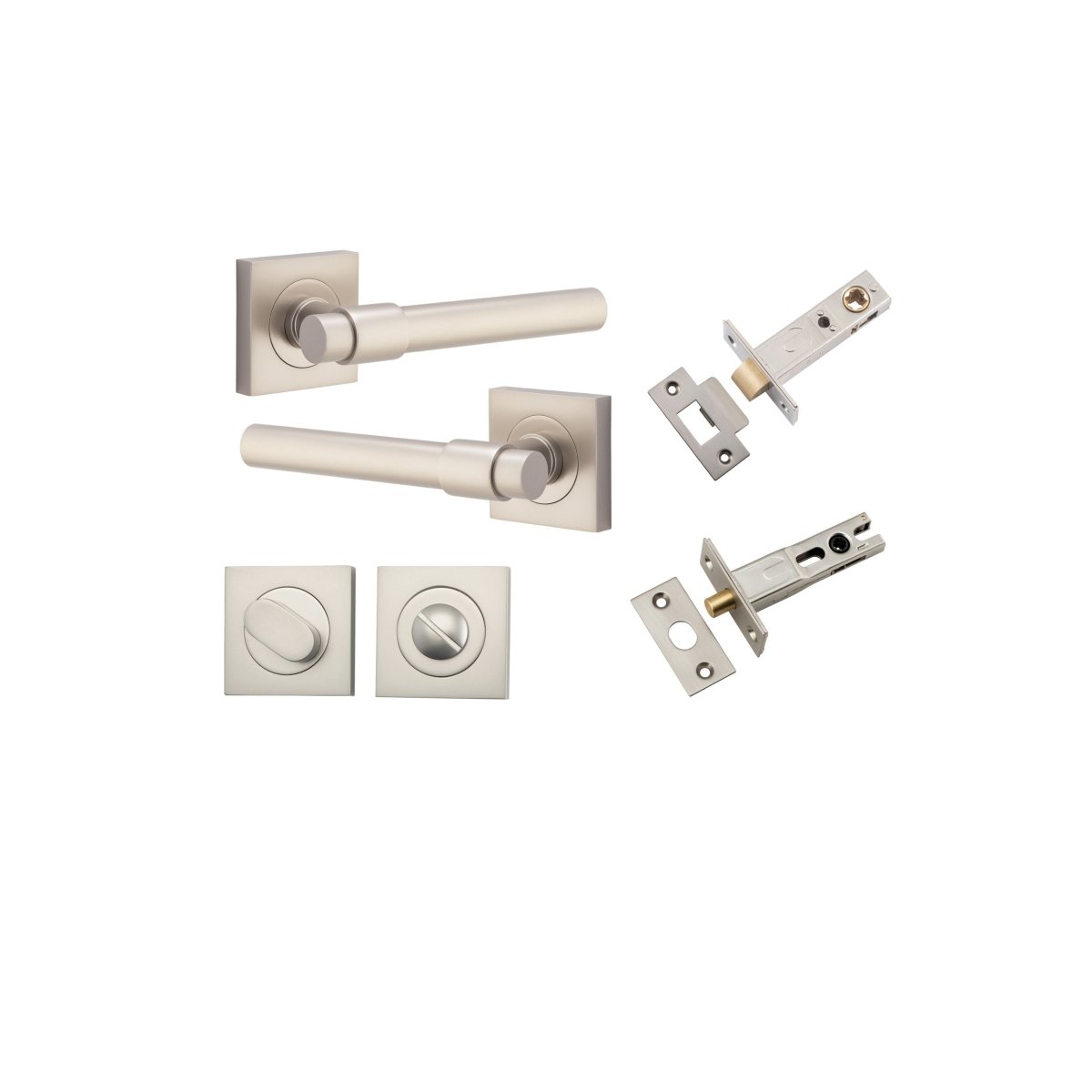 Helsinki Lever - Square Rose - Ella Grace - Iver - Satin Nickel - Door Levers