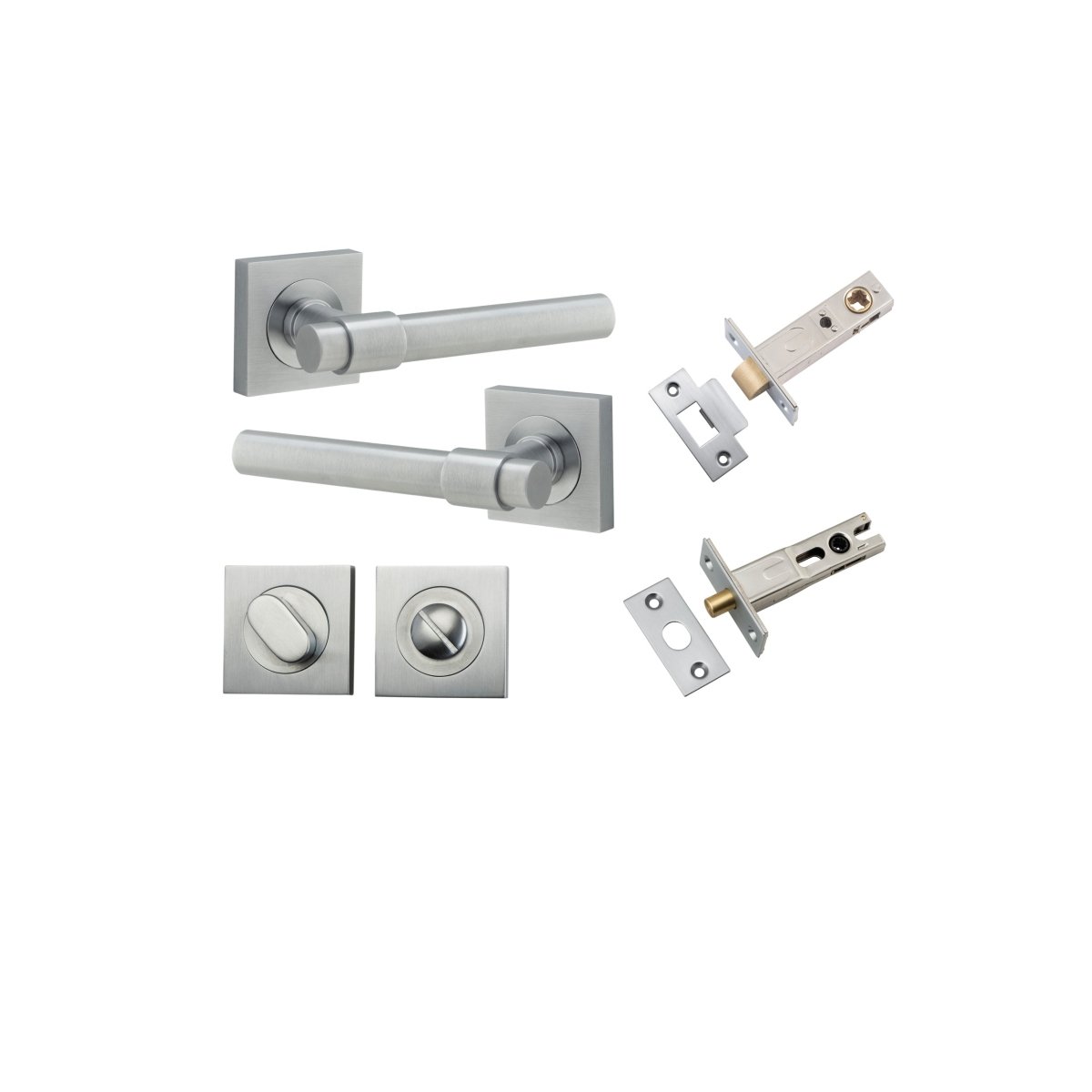 Helsinki Lever - Square Rose - Ella Grace - Iver - Brushed Chrome - Door Levers