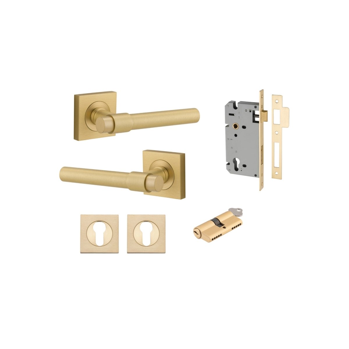 Helsinki Lever - Square Rose - Ella Grace - Iver - Brushed Gold PVD - Door Levers