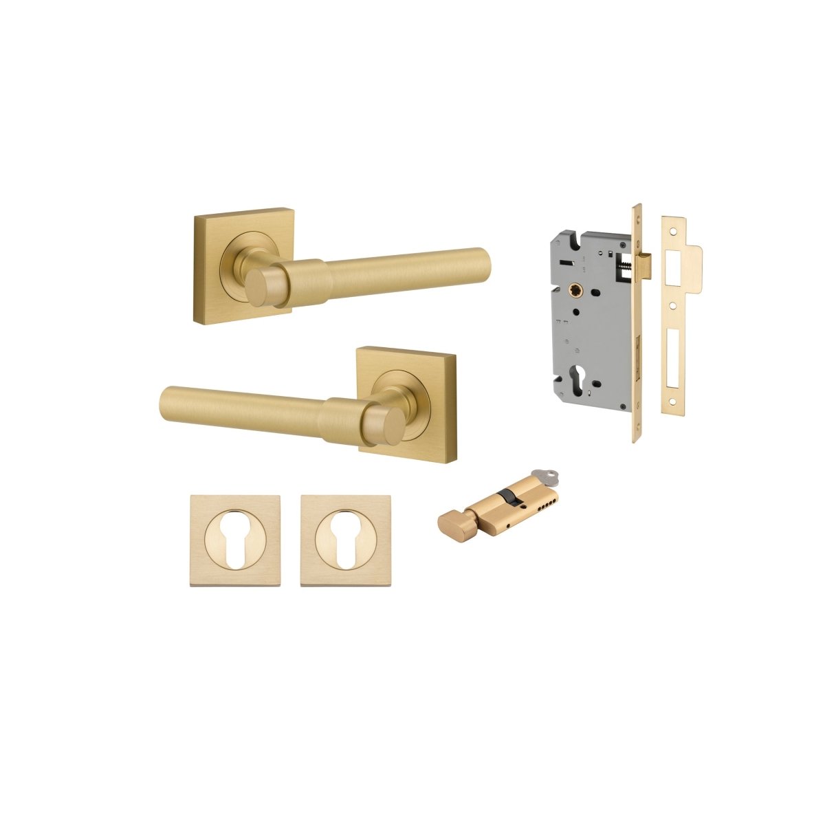 Helsinki Lever - Square Rose - Ella Grace - Iver - Brushed Gold PVD - Door Levers