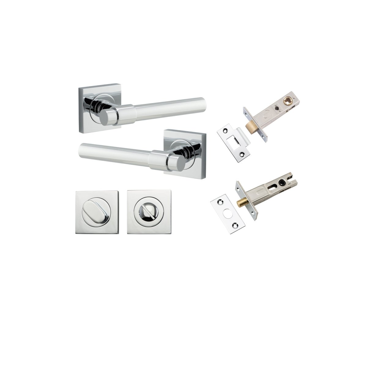 Helsinki Lever - Square Rose - Ella Grace - Iver - Polished Chrome - Door Levers