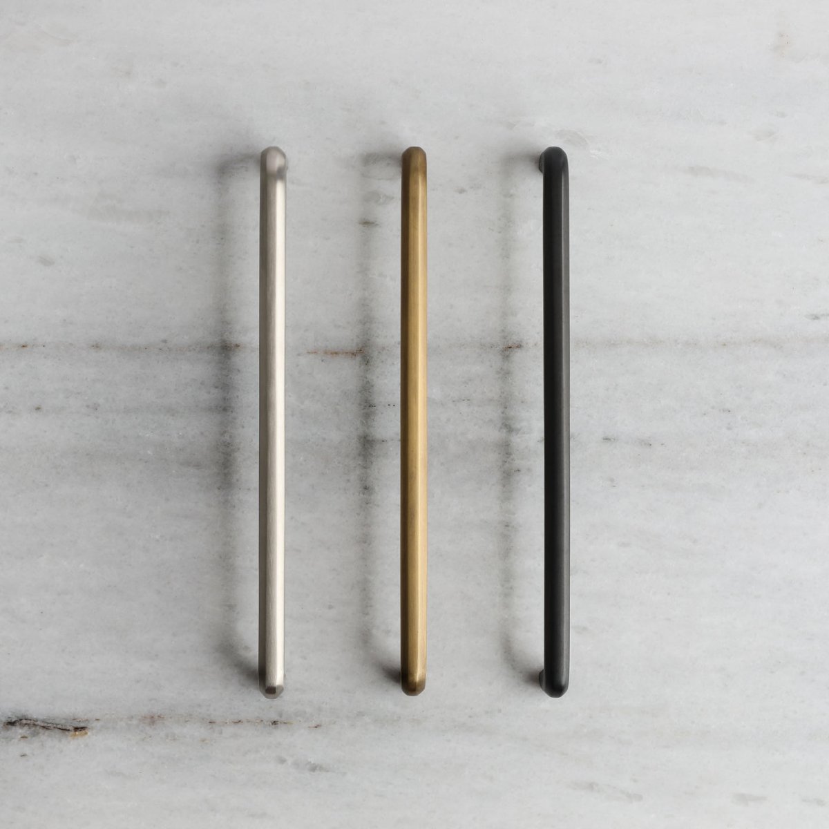 Henley Handle in satin nickel fitted to cabinetry