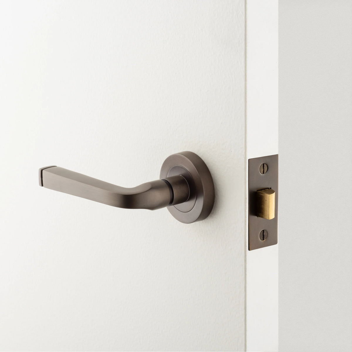 IVER Annecy Solid Brass Round Rose Door Handle – Multiple Finishes Available - Iver Door Levers