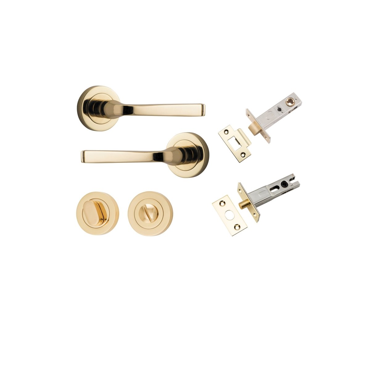 IVER Annecy Solid Brass Round Rose Door Handle – Multiple Finishes Available - Iver - Polished Brass - Door Levers