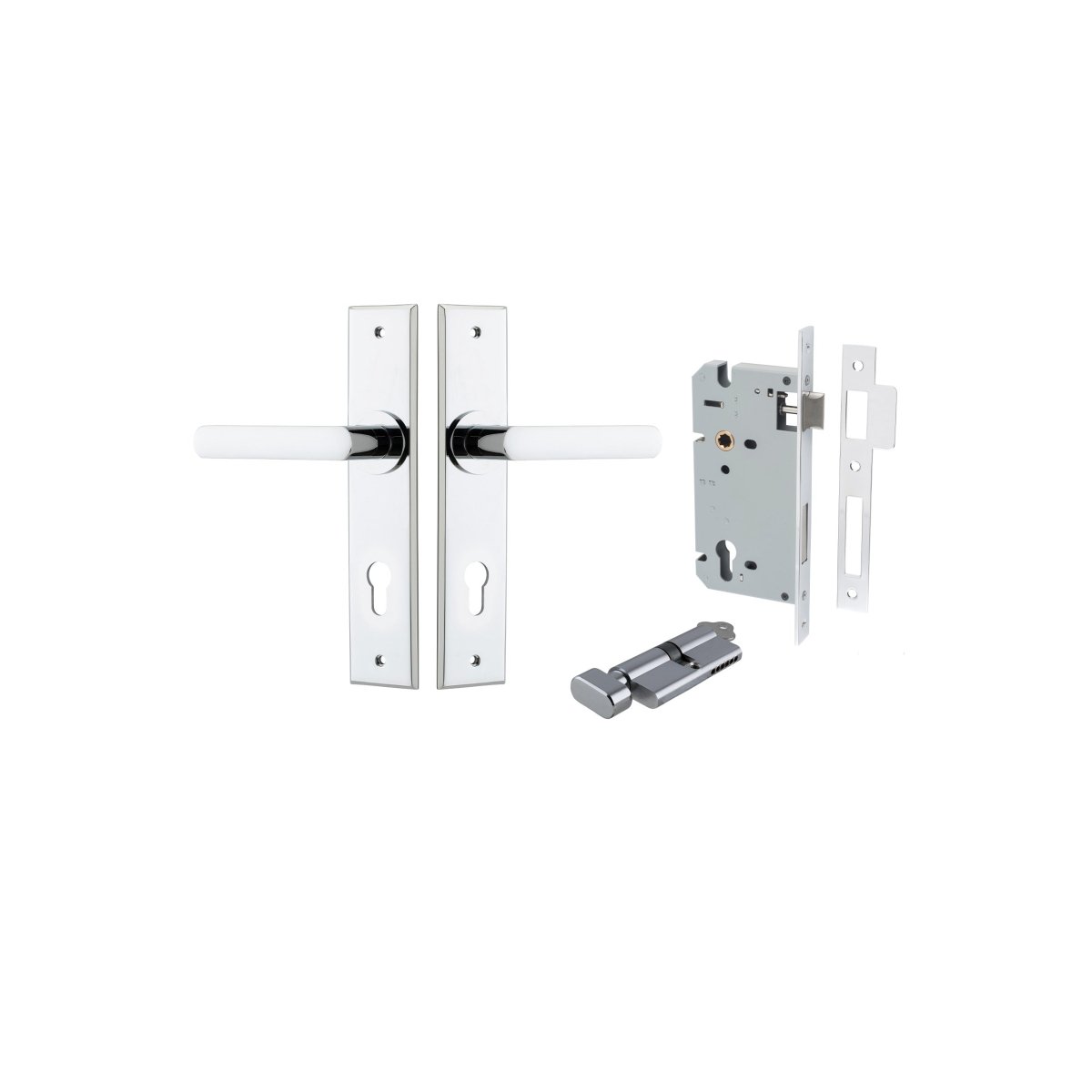 Osaka Lever - Chamfered Backplate - Ella Grace - Iver - Polished Chrome - Door Levers