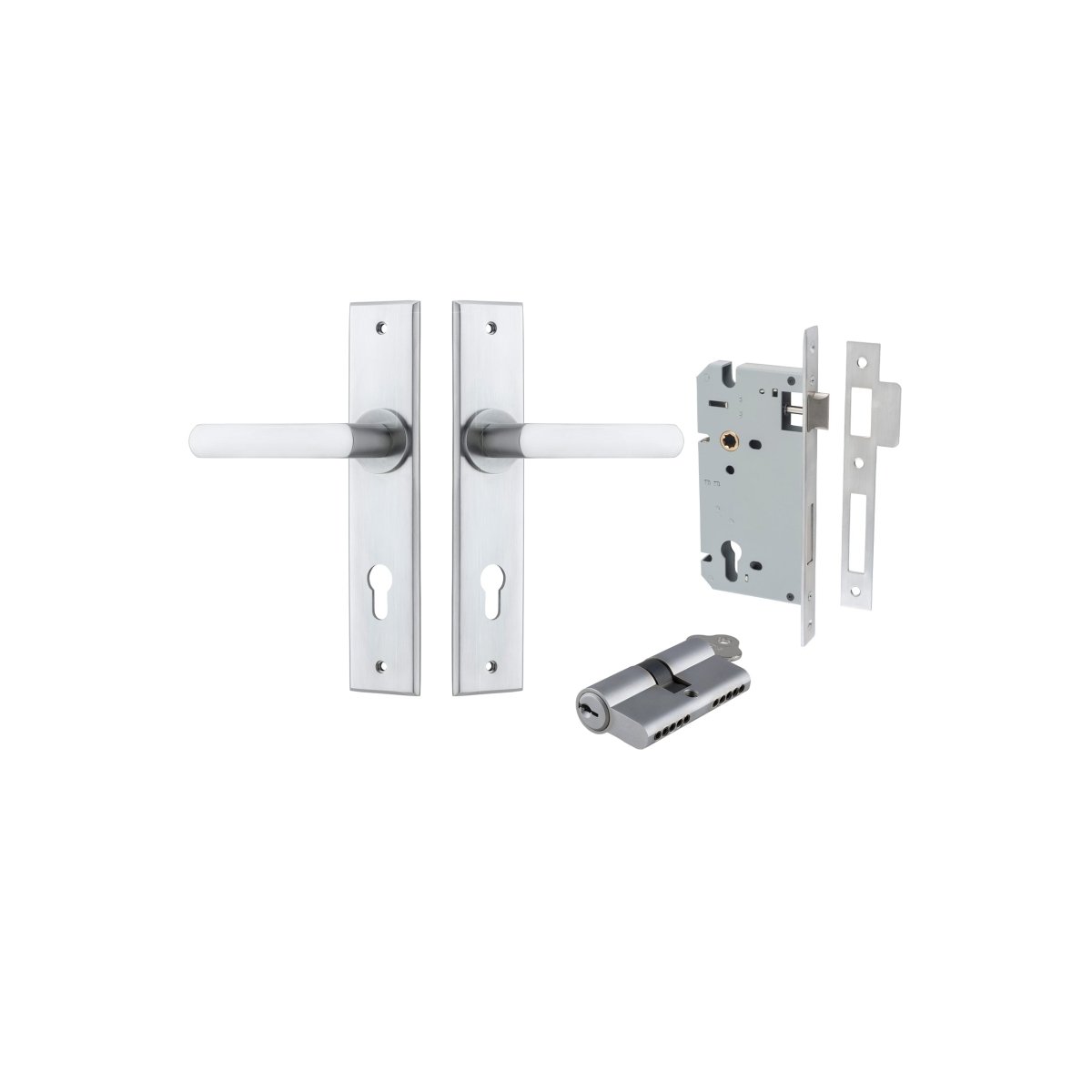 Osaka Lever - Chamfered Backplate - Ella Grace - Iver - Brushed Chrome - Door Levers