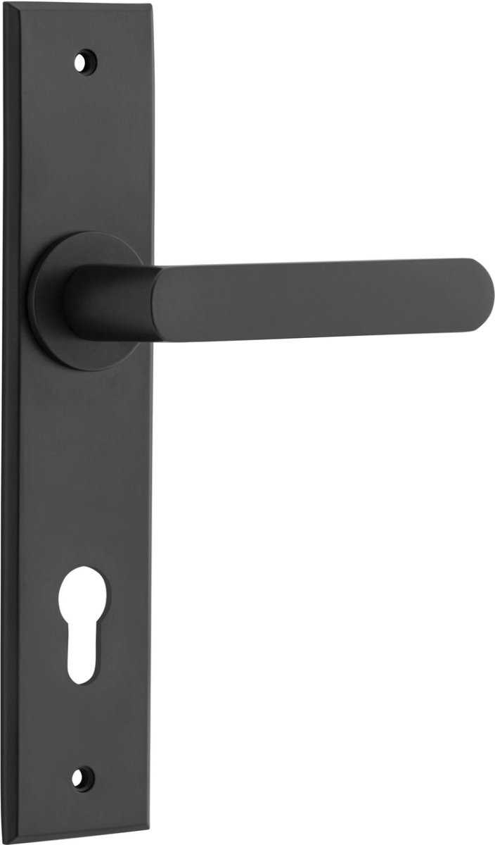 Osaka Lever - Chamfered Backplate - Ella Grace - Iver - Matt Black - Door Levers