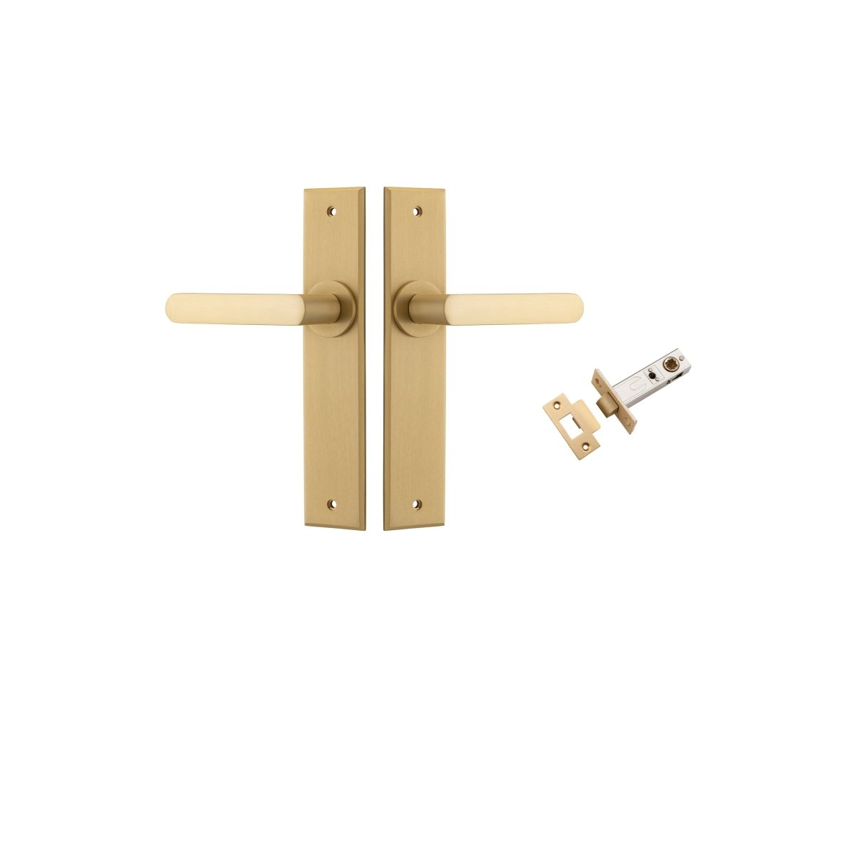 Osaka Lever - Chamfered Backplate - Ella Grace - Iver - Brushed Brass - Door Levers