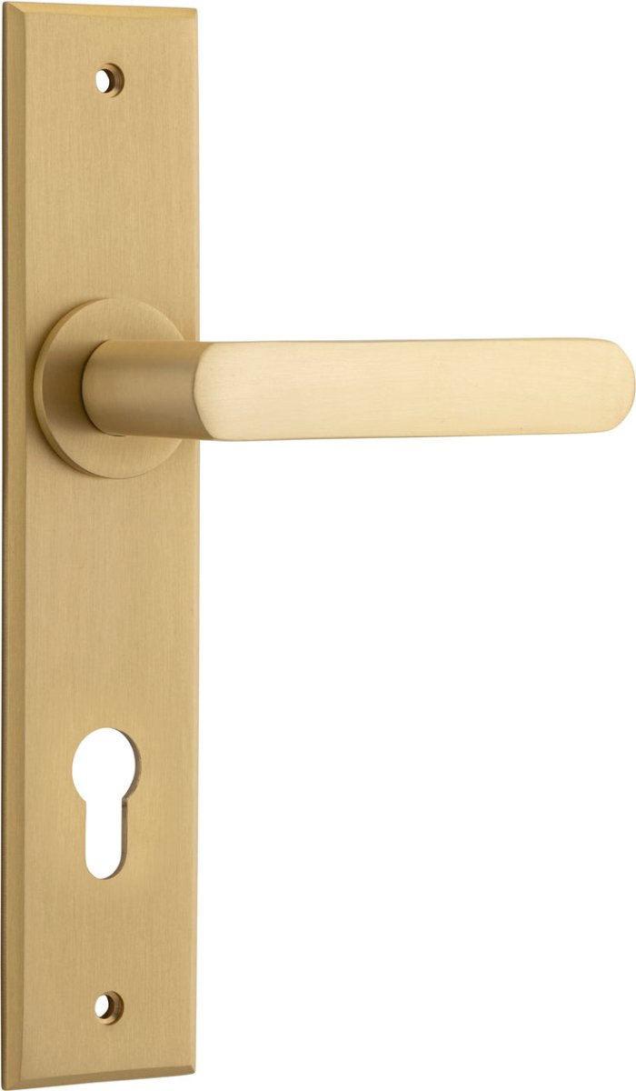 Osaka Lever - Chamfered Backplate - Ella Grace - Iver - Brushed Brass - Door Levers