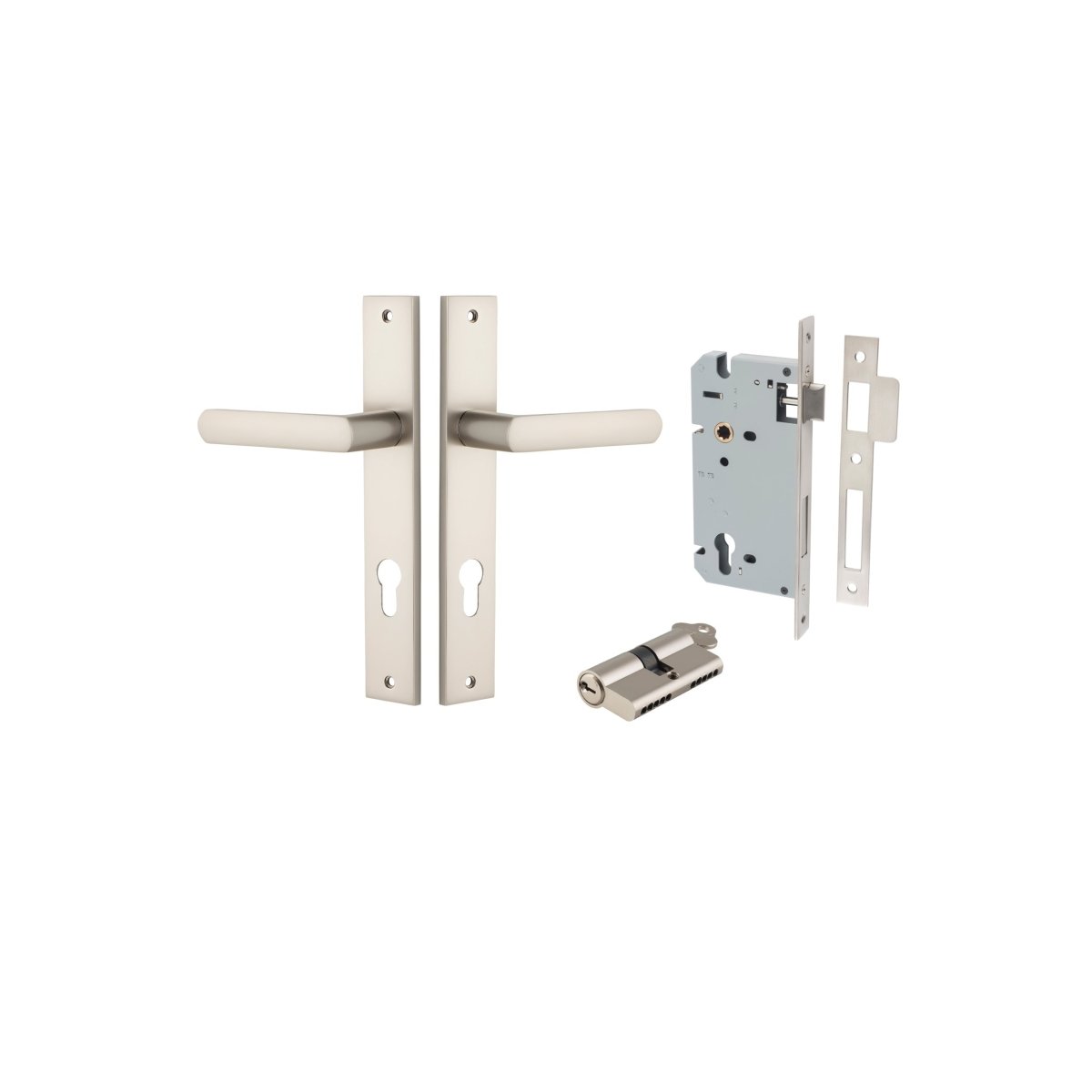 Osaka Lever - Rectangular Backplate - Ella Grace - Iver - Satin Nickel - Door Levers