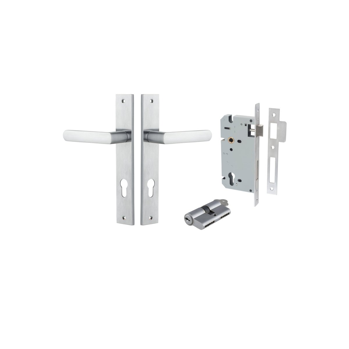 Osaka Lever - Rectangular Backplate - Ella Grace - Iver - Brushed Chrome - Door Levers