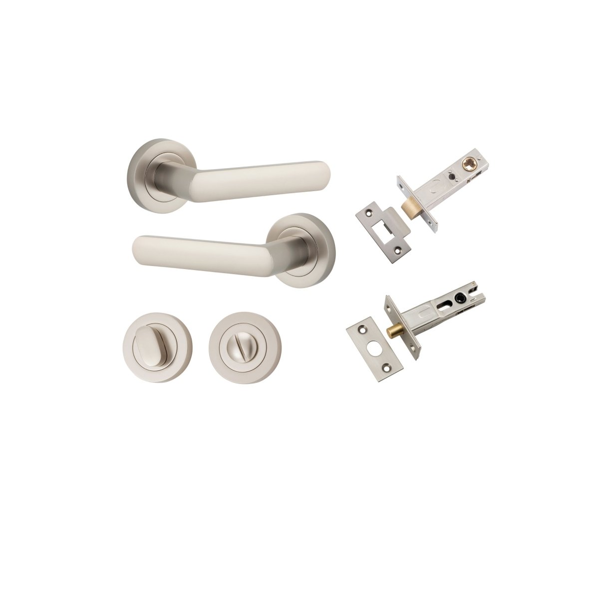 Osaka Lever - Round Rose - Ella Grace - Iver - Satin Nickel - Door Levers