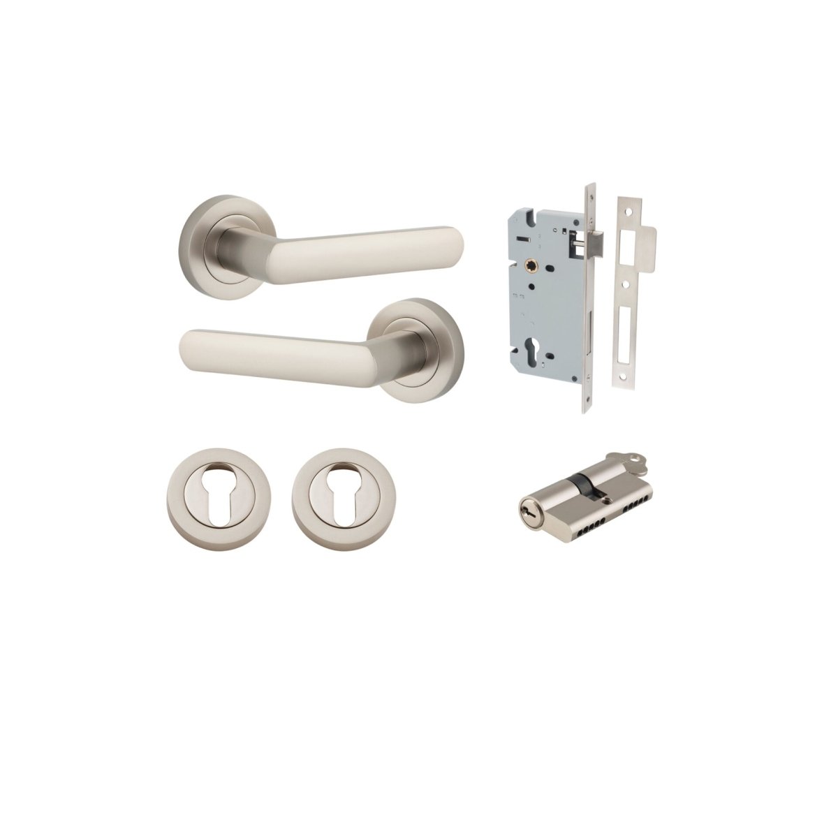 Osaka Lever - Round Rose - Ella Grace - Iver - Satin Nickel - Door Levers